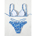 Damen Triangel-Bikini mit verstellbaren Trägern und stylischem Farbmustermix