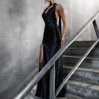 Damen Elegantes Kleid mit tiefem V-Ausschnitt und hohem Schlitz R&B