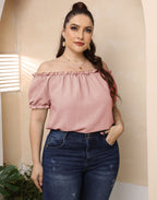 Damen Off-Shoulder Oberteil mit Volant R&B