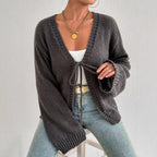 Damen gemütlicher Strickcardigan mit modernem BindR&Band R&B