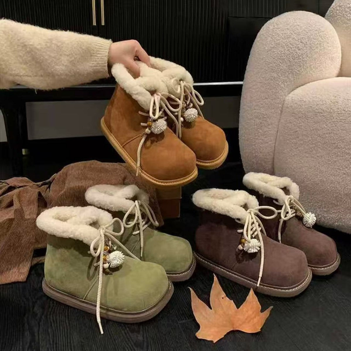 Damen Kuschelige Winterboots mit weichem Kunstfellkragen R&B