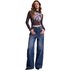 Damen Weite High-Waist Jeans im klassischen Design