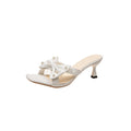 Damen Elegante Mules mit dekorativen Schleifen und Perlenverzierung R&B