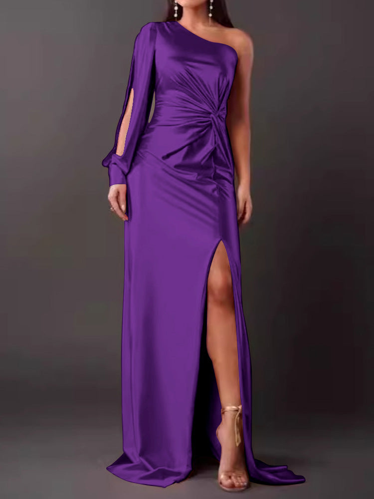 Damen Abendkleid mit asymmetrischem Ausschnitt und eleganter Faltenlegung R&B