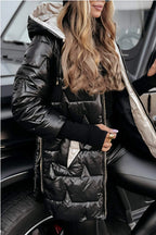 Damen Integrierte Kapuzenjacke mit steppendem Design R&B