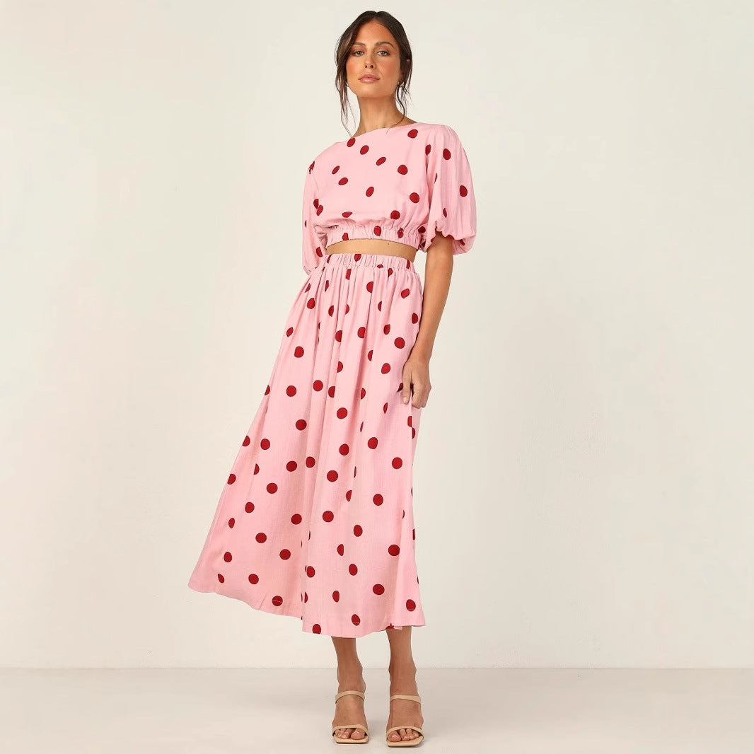 Damen Maxikleid mit elastischem Taillenzug und voluminösen Ärmeln R&B