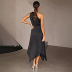 Damen Plissiertes Abendkleid mit asymmetrischem Saum und elegante Drapierung R&B