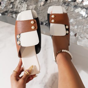 Damen modische Pantoletten mit eleganter Schnallenapplikation R&B