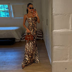 Damen Maxikleid mit tierischem Motiv und elegantem Schnitt R&B