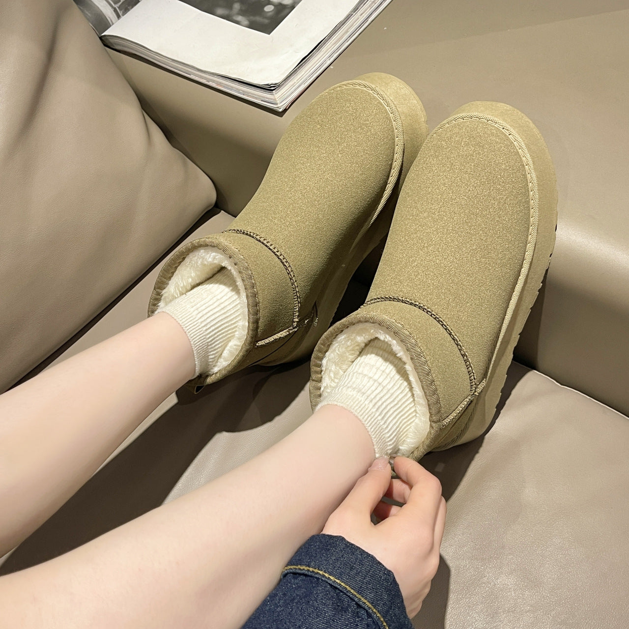 Damen Gemütliche Fleece-Stiefeletten R&B