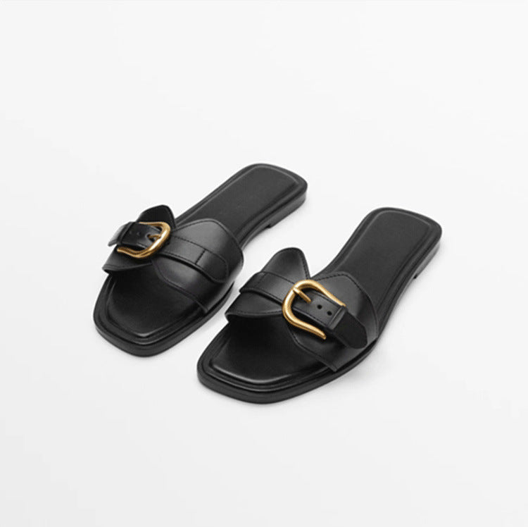Damen Bequeme Slides mit dekorativem Schnallenakzent R&B