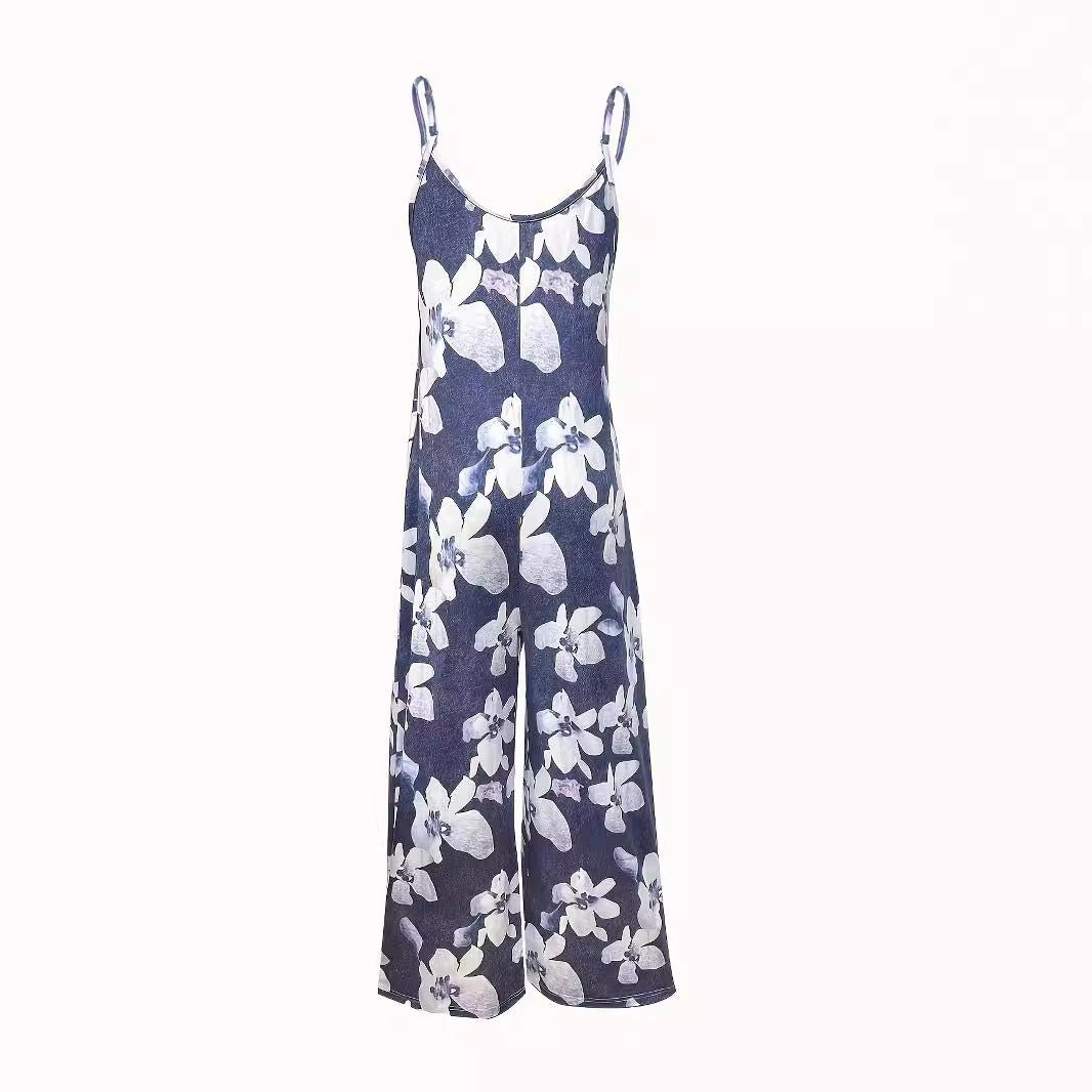 Damen Luftiger Sommeroverall mit breiten Beinen und praktischen Taschen R&B