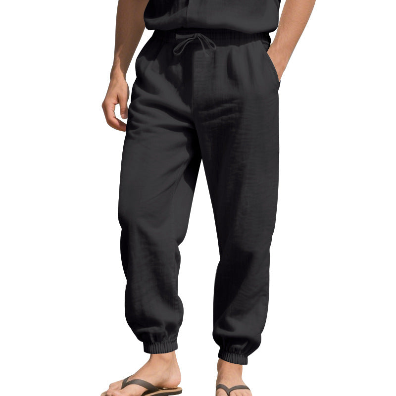 Damen lockere Freizeit-Hose mit elastischem Bund und verstellbarem Kordelzug R&B