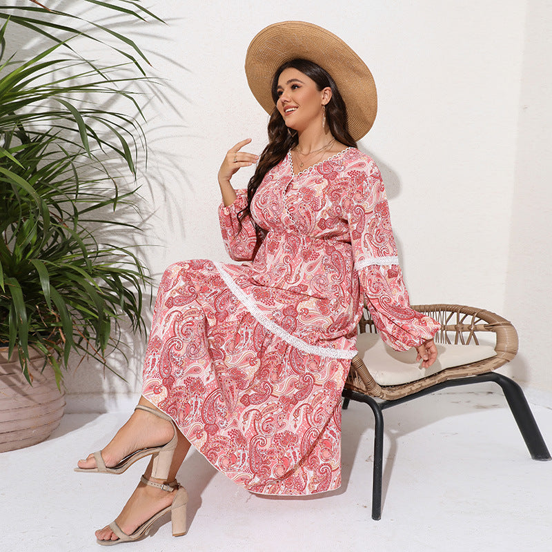 Damen Maxikleid mit botanical Druck und lässigem Schnitt R&B