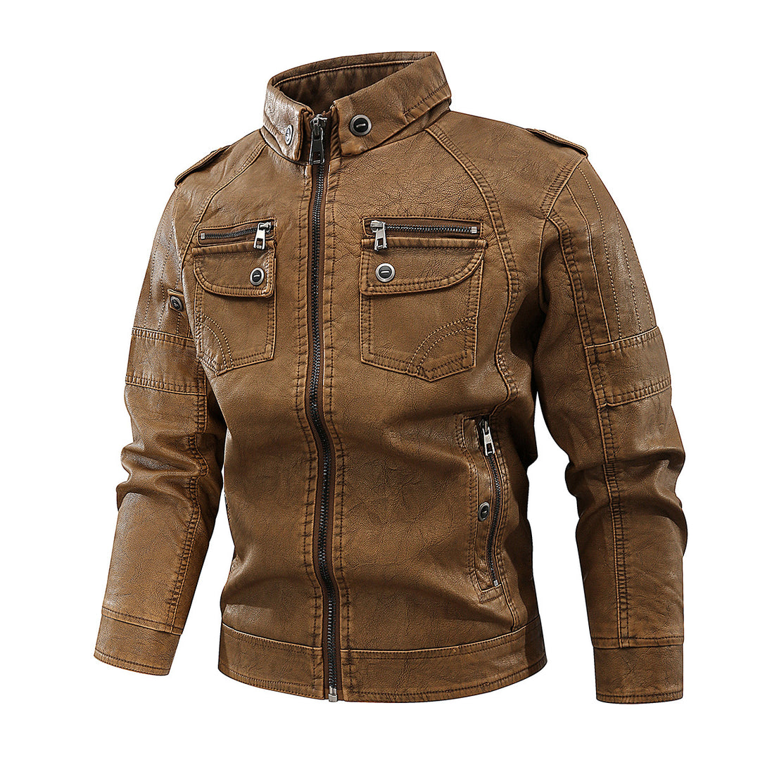 Herren stylische Bikerjacke mit praktischen Taschen und hochgeschlossenem Kragen R&B