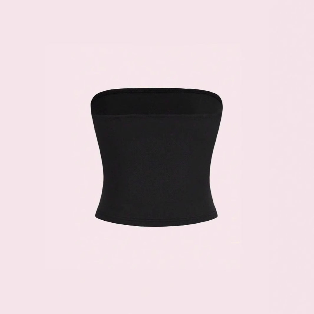 Damen Bandeau-Top mit romantischem Herzmotiv und Schleifendruck R&B