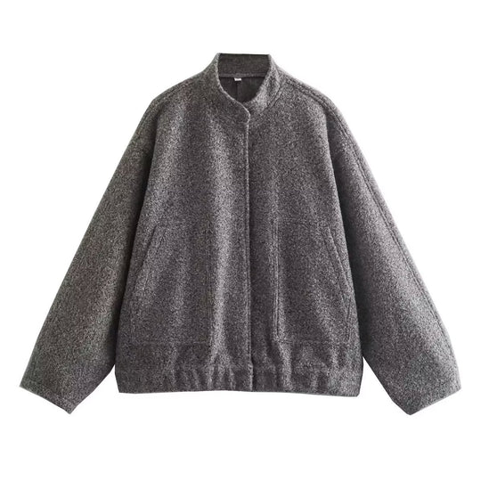 Damen lässige Oversized-Jacke aus hochwertigem Stoff R&B