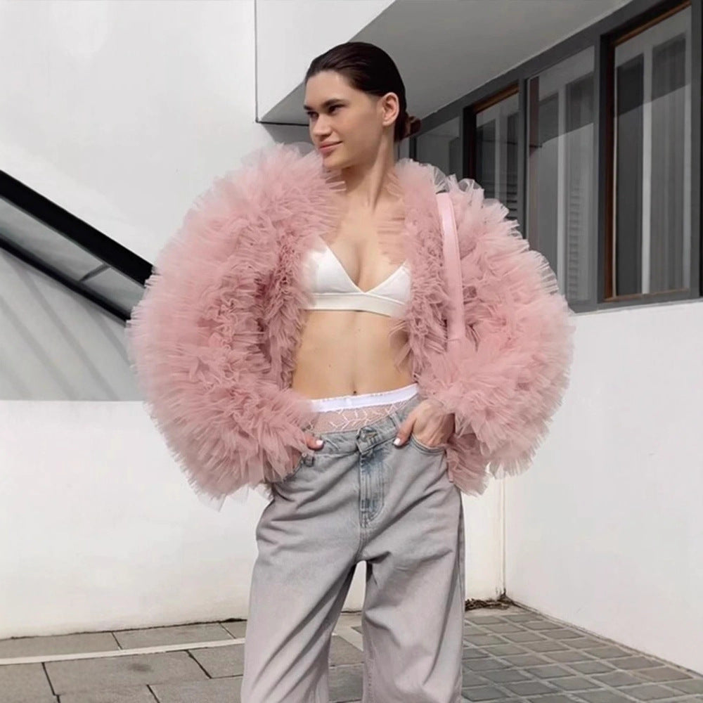 Damen Voluminöse Tülljacke R&B