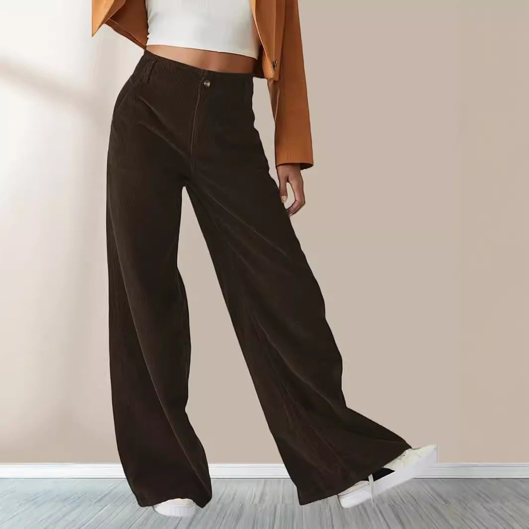 Damen Weit geschnittene Stoffhose mit hohem Bund und praktischen Taschen R&B