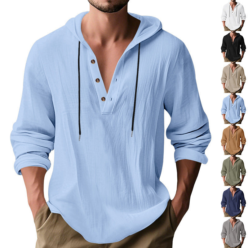 Herren Kapuzenshirt mit Knopfleiste und lässigem Schnitt R&B