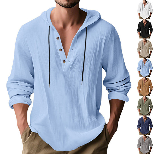 Herren Kapuzenshirt mit Knopfleiste und lässigem Schnitt R&B