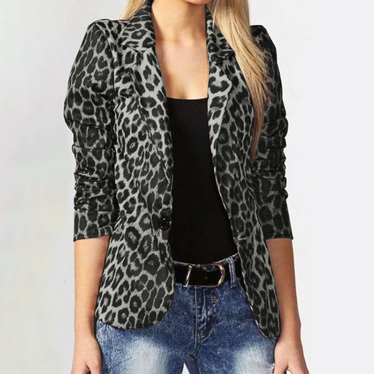 Damen Modischer Blazer mit Animal-Print R&B