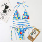 Damen Triangel-Bikini-Set mit verstellbaren Trägern und floralem Design R&B