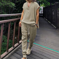 Damen lässiges Freizeit-Outfit mit strukturiertem Oberteil und bequemen Hosen R&B