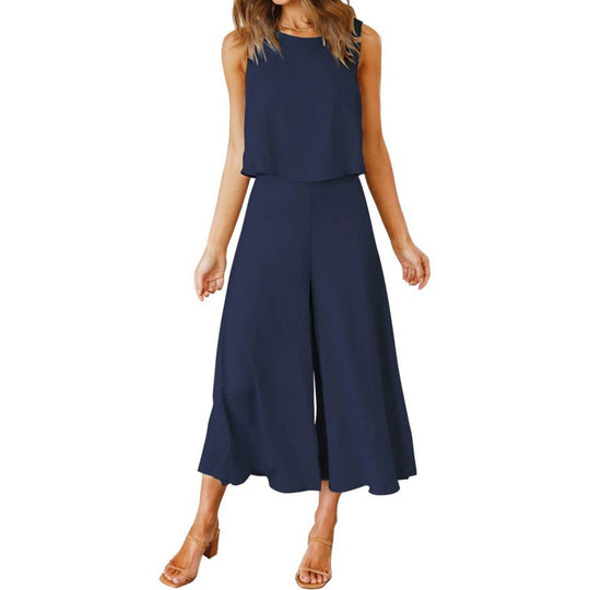 Damen Jumpsuit mit fließendem Schnitt und weitem Bein R&B