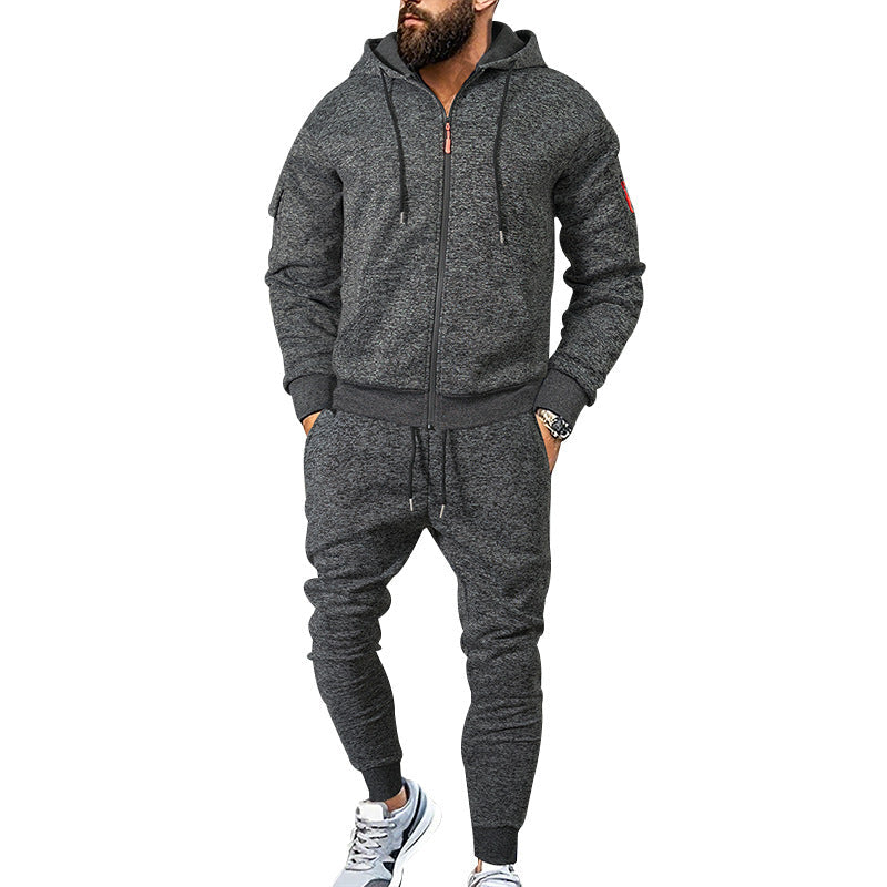 Herren sportliches Zweiteiliges Trainingsanzug mit praktischen Taschen und elastischem Bund R&B