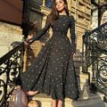 Damen Elegantes Maxikleid mit Geschlitz und langärmligem Design R&B