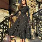 Damen Elegantes Maxikleid mit Geschlitz und langärmligem Design R&B