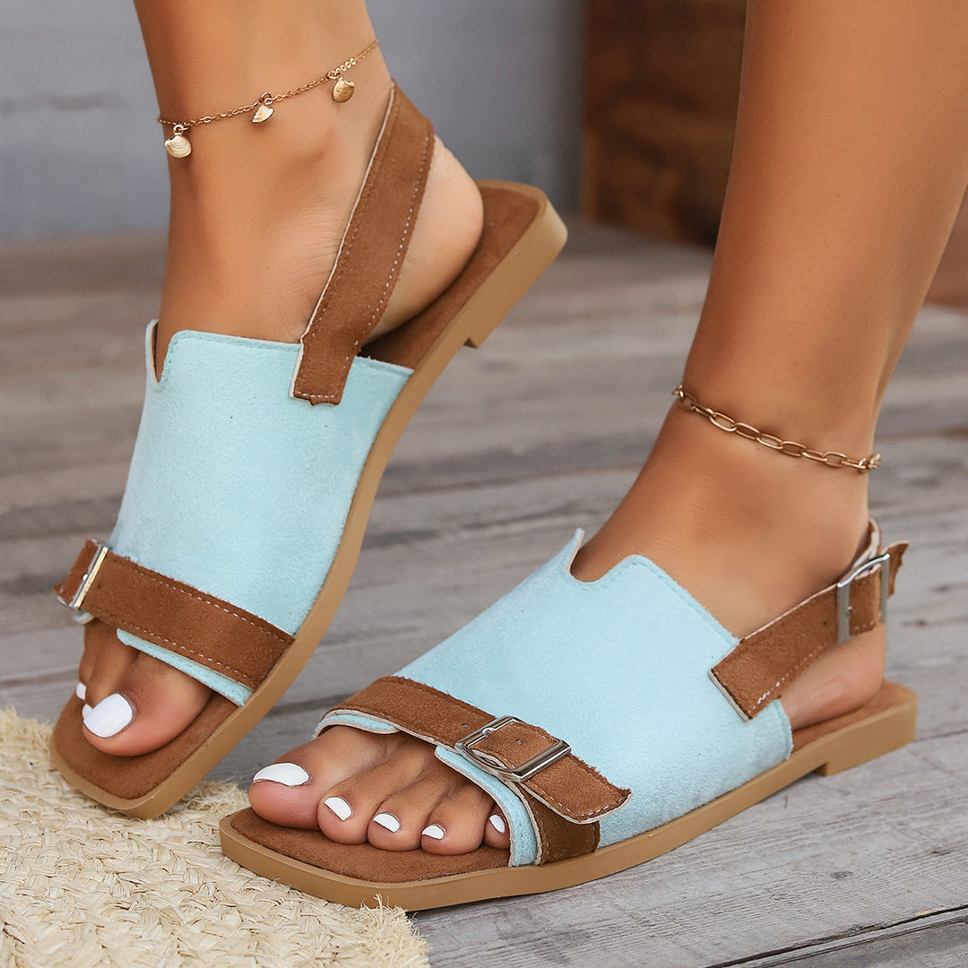 Damen Komfortable Riemchen-Pantoletten mit modischem Buckle-Detail R&B