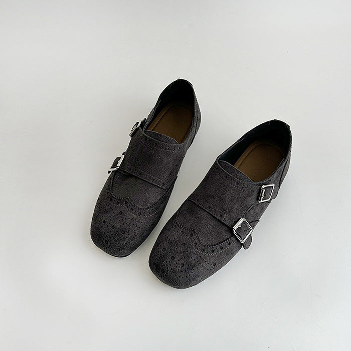 Damen elegante Schnürschuhe mit doppeltem Riemen und dekorativer Broguierung R&B