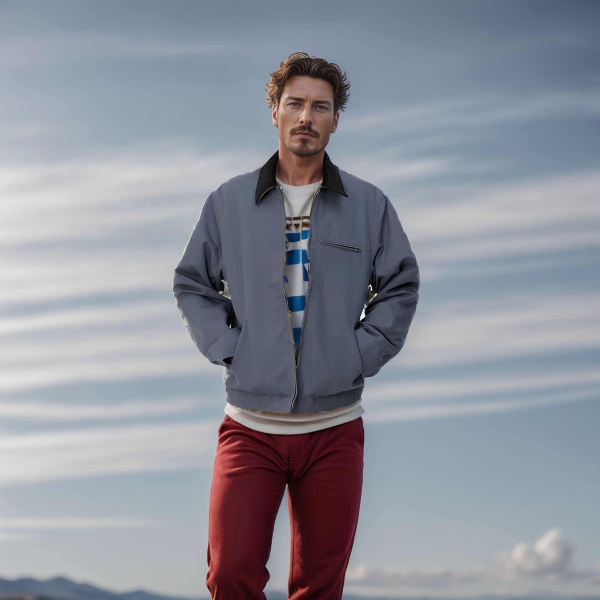 Herren lässige Übergangsjacke mit praktischem Reißverschluss R&B