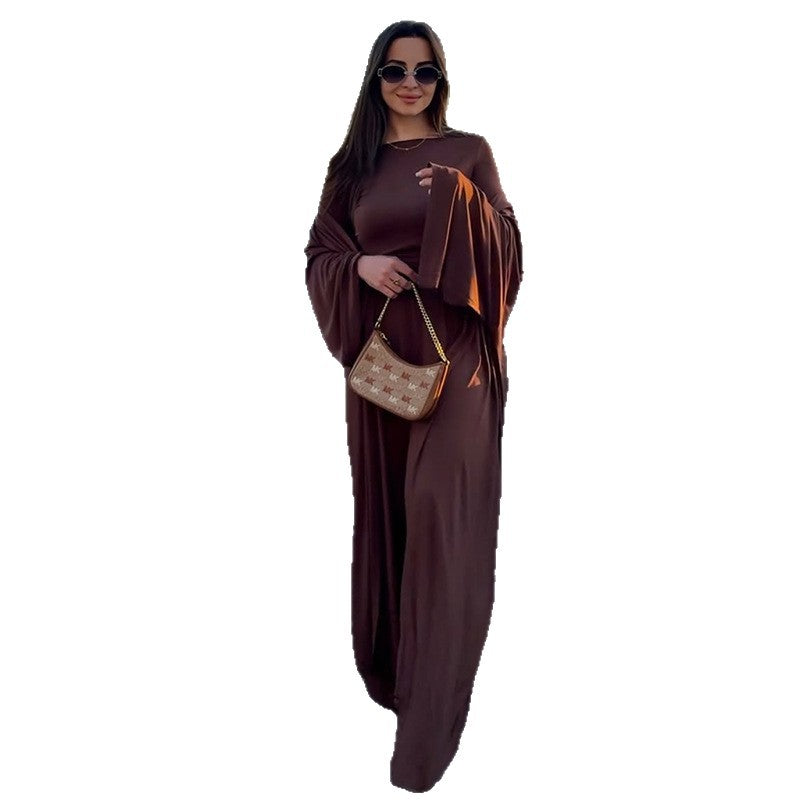 Damen eleganter Maxikleid mit voluminösen Ärmeln R&B
