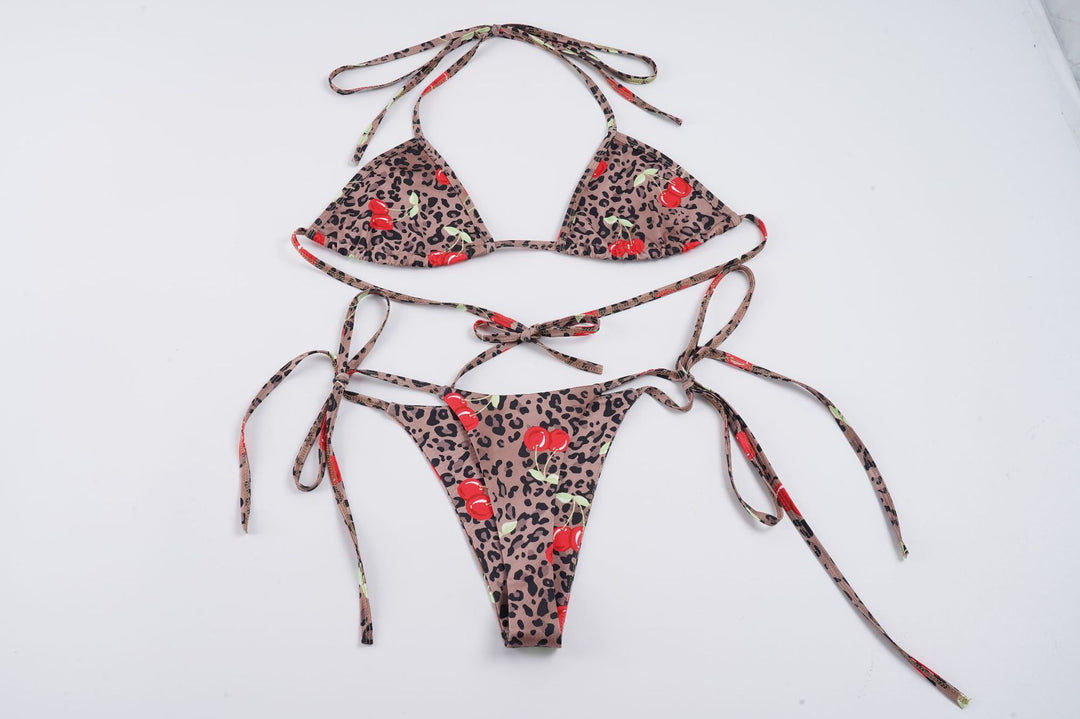 Damen trendiger Bikini mit floralem Leopardenmuster und anpassbaren Trägern R&B