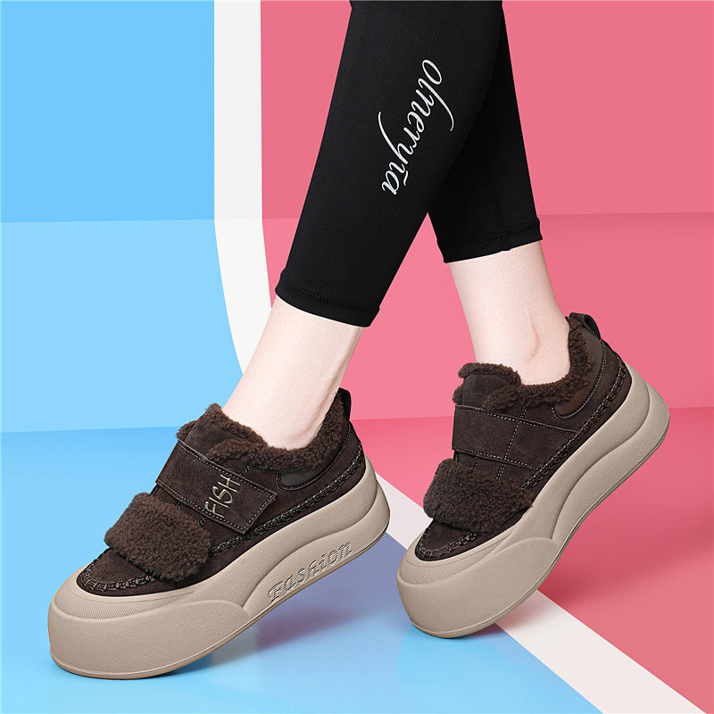 Damen Modische Sneaker mit kuscheligem Innenfutter und breitem Klettverschluss R&B