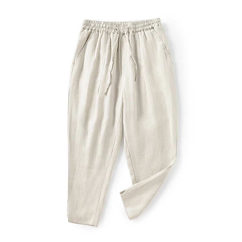Damen lässige Leinenhose mit elastischem Bund und praktischen Seitentaschen R&B