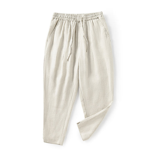 Damen lässige Leinenhose mit elastischem Bund und praktischen Seitentaschen R&B