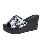 Damen Glamouröse Plattform-Sandalen mit Paillettenverzierung R&B