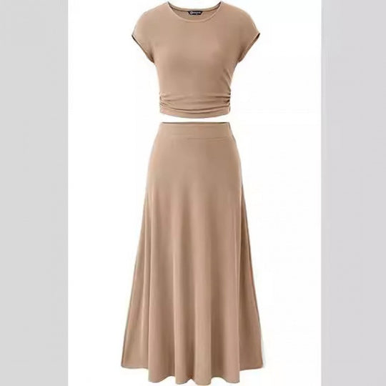 Damen Elegantes Maxikleid mit tailliertem Oberteil und fließendem Rock R&B