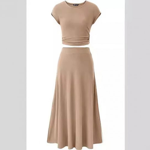 Damen Elegantes Maxikleid mit tailliertem Oberteil und fließendem Rock R&B