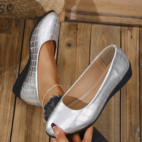 Damen Komfortable Wedge-Pantoletten mit elegantem Krokodilleder-Design R&B