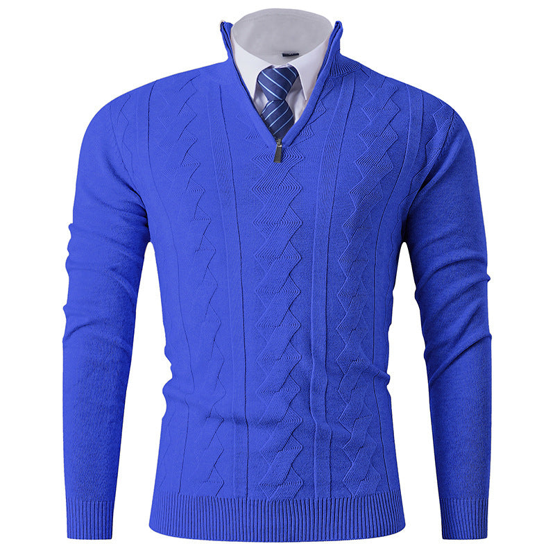 Herren eleganter Stehkragenpullover mit strukturiertem Zipper