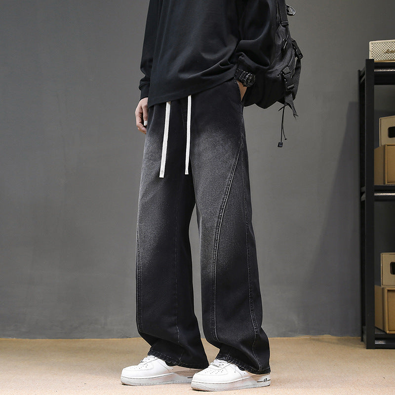Herren Weitgeschnittene Jeanshose mit elastischem Bund und modernem Design