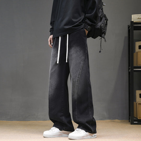 Herren Weitgeschnittene Jeanshose mit elastischem Bund und modernem Design R&B