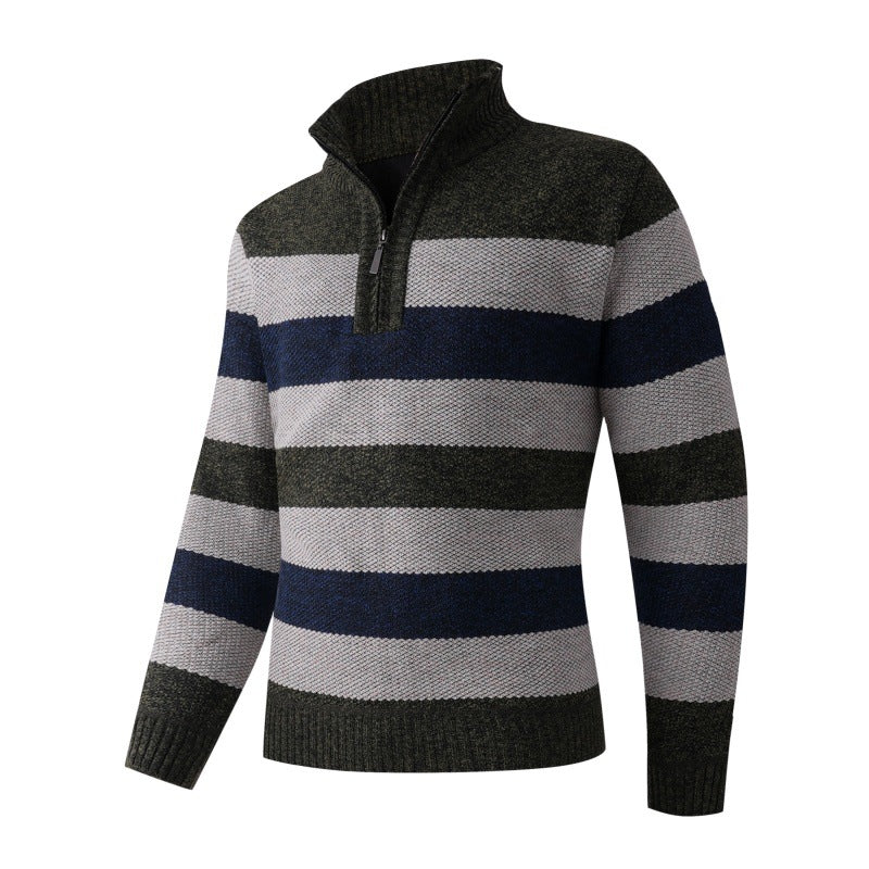 Herren modischer Stehkragen Pullover mit dekorativen Streifen R&B