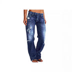 Damen Destroyed Jeans mit weitem Bein und lässiger Passform