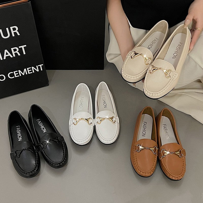 Damen Mokassin-Slipper mit modischen goldenen Akzenten R&B